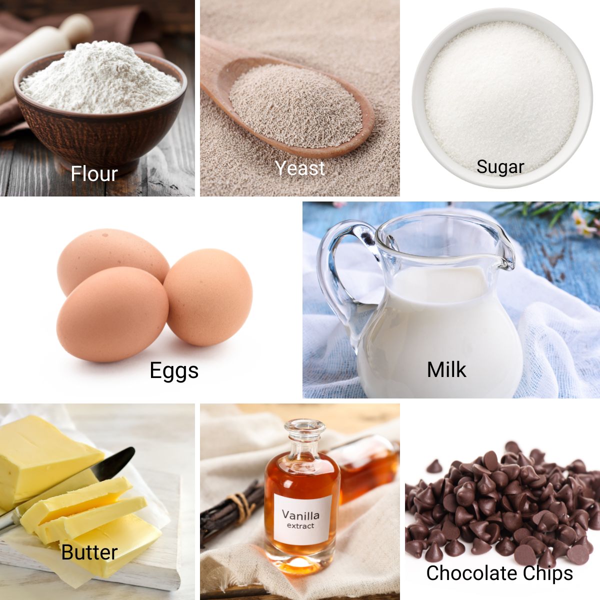 Ingredients for making Hot Cross Buns.