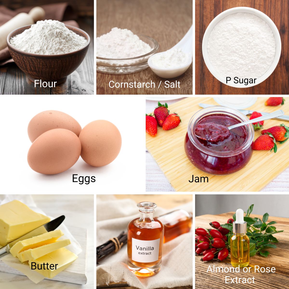 Ingredients for Sandwich Sugar Cookies.