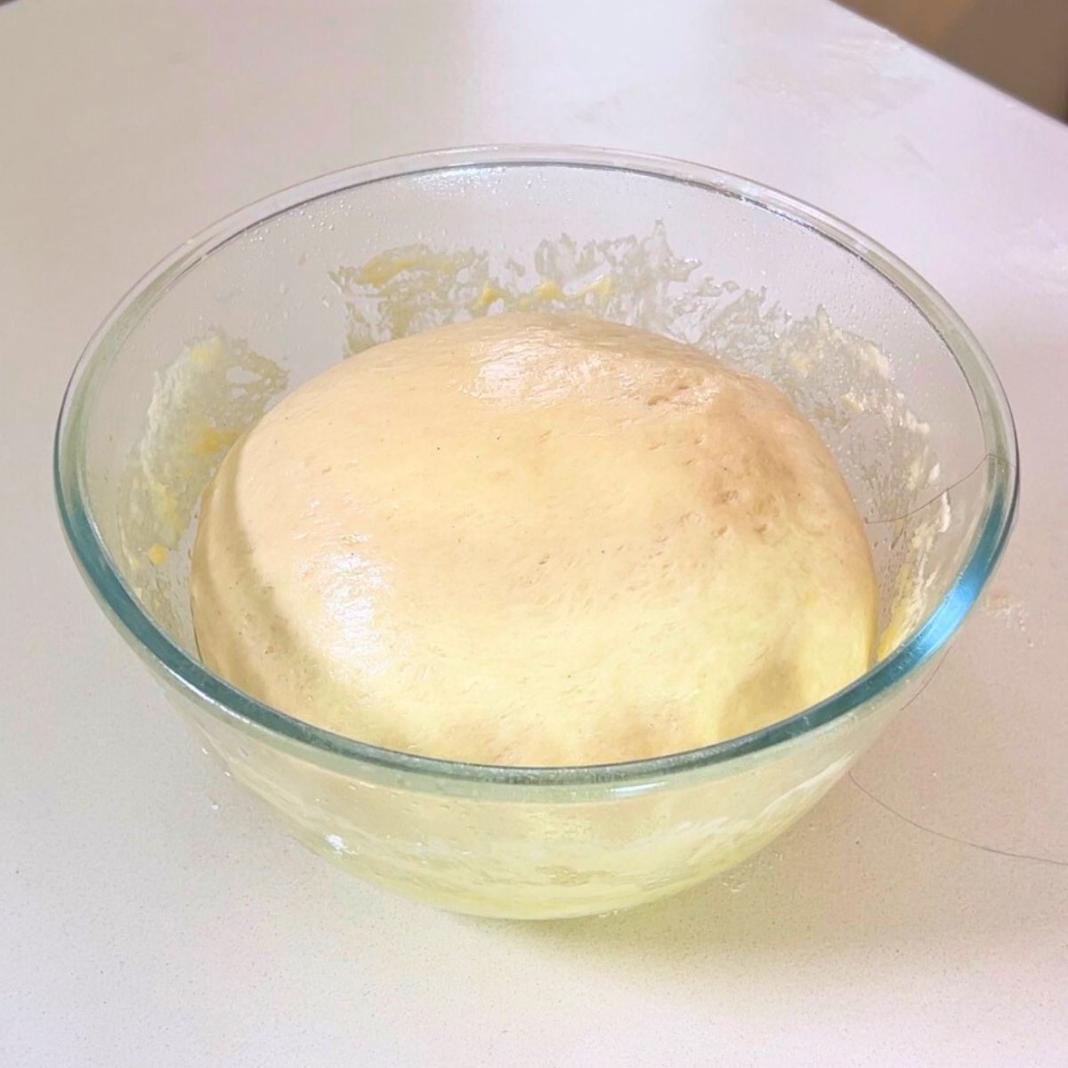 Proofed dough for making buns.