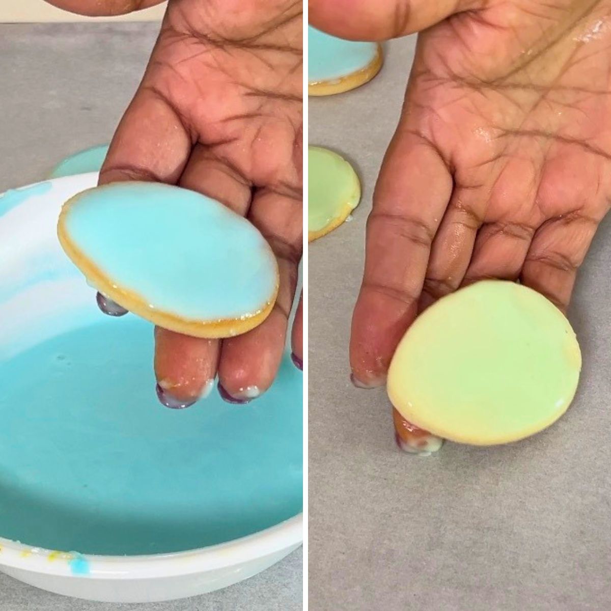 An Egg cookies with galze icing.