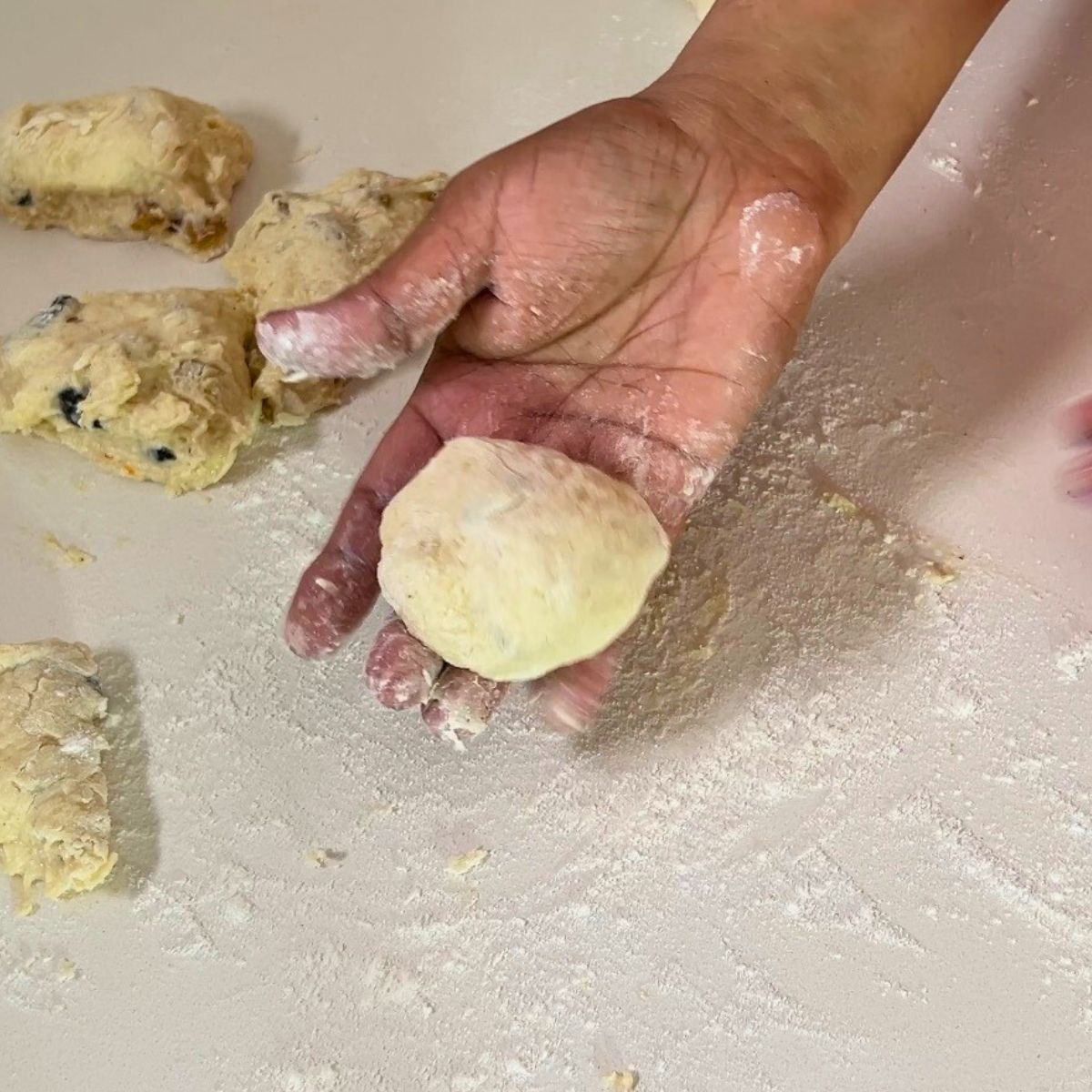 How to shape a no knead hot cross buns.