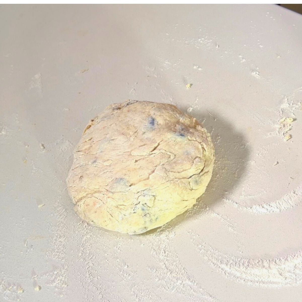 Greek yogurt dough on the table.
