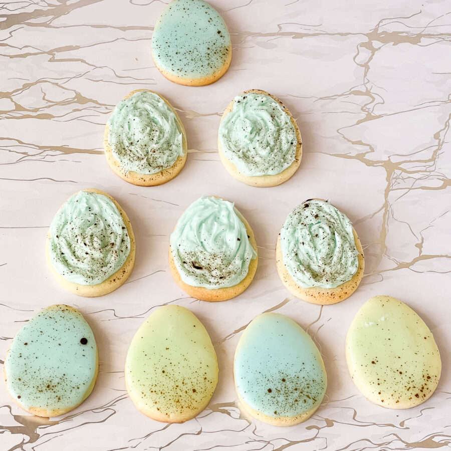 Speckled eggs with buttercream or glazed icing.