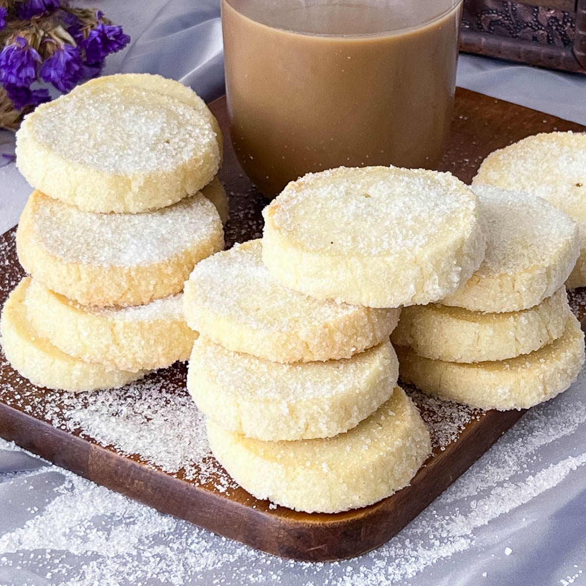 A stack of butter cookies.