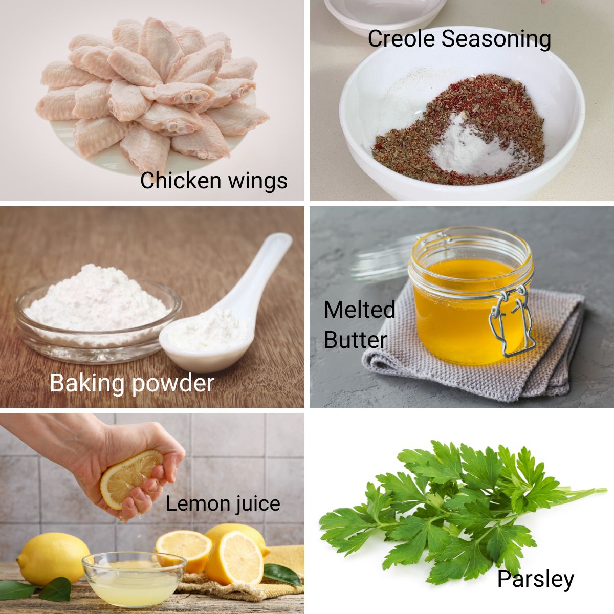 Ingredients for making New Orleans chicken wings.