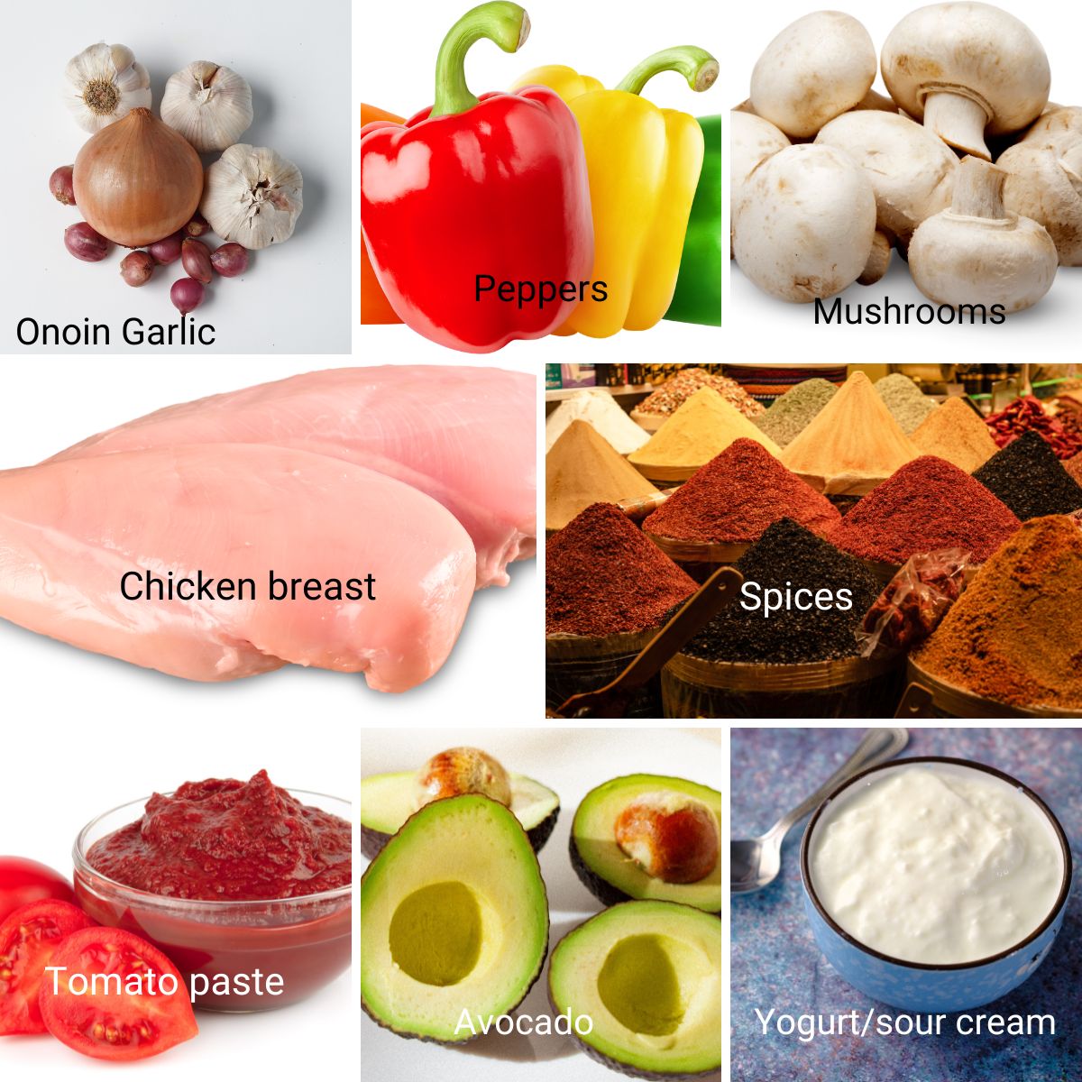 Ingredients for making chicken tacos.