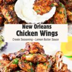 Pinterest image for New Orleans Creole Seasoned Chicken wings.