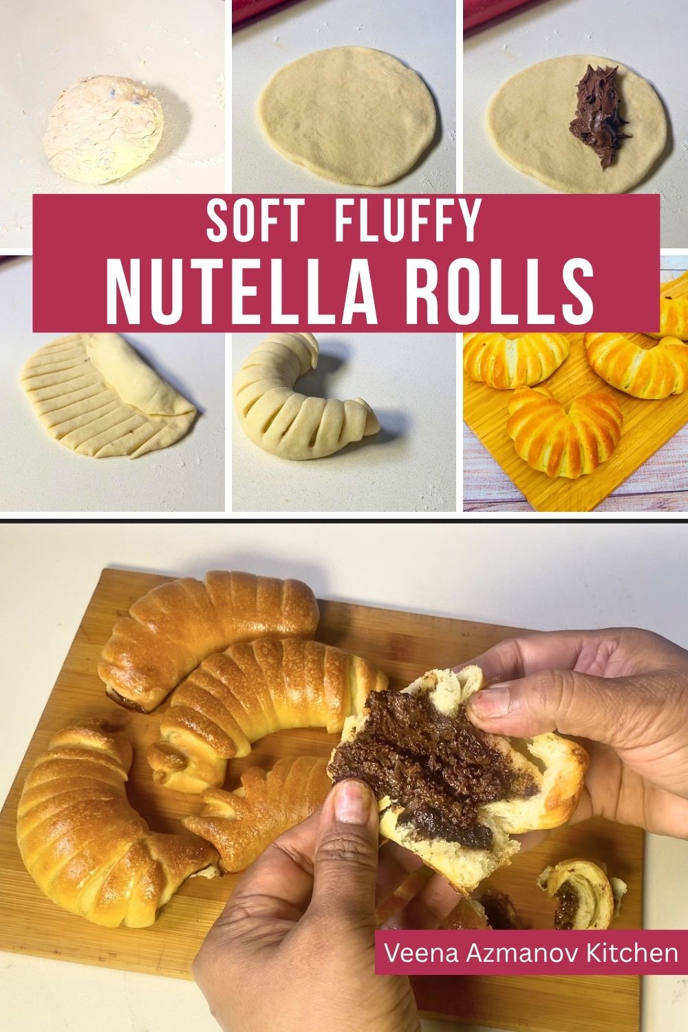 Nutella Stuffed Buns Pinterest image.