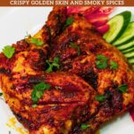 Pinterest image for Air fryer baked chicken quarters in 30 mins.