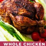 Pinterest image for Air Fryer Whole Chicken Roast.