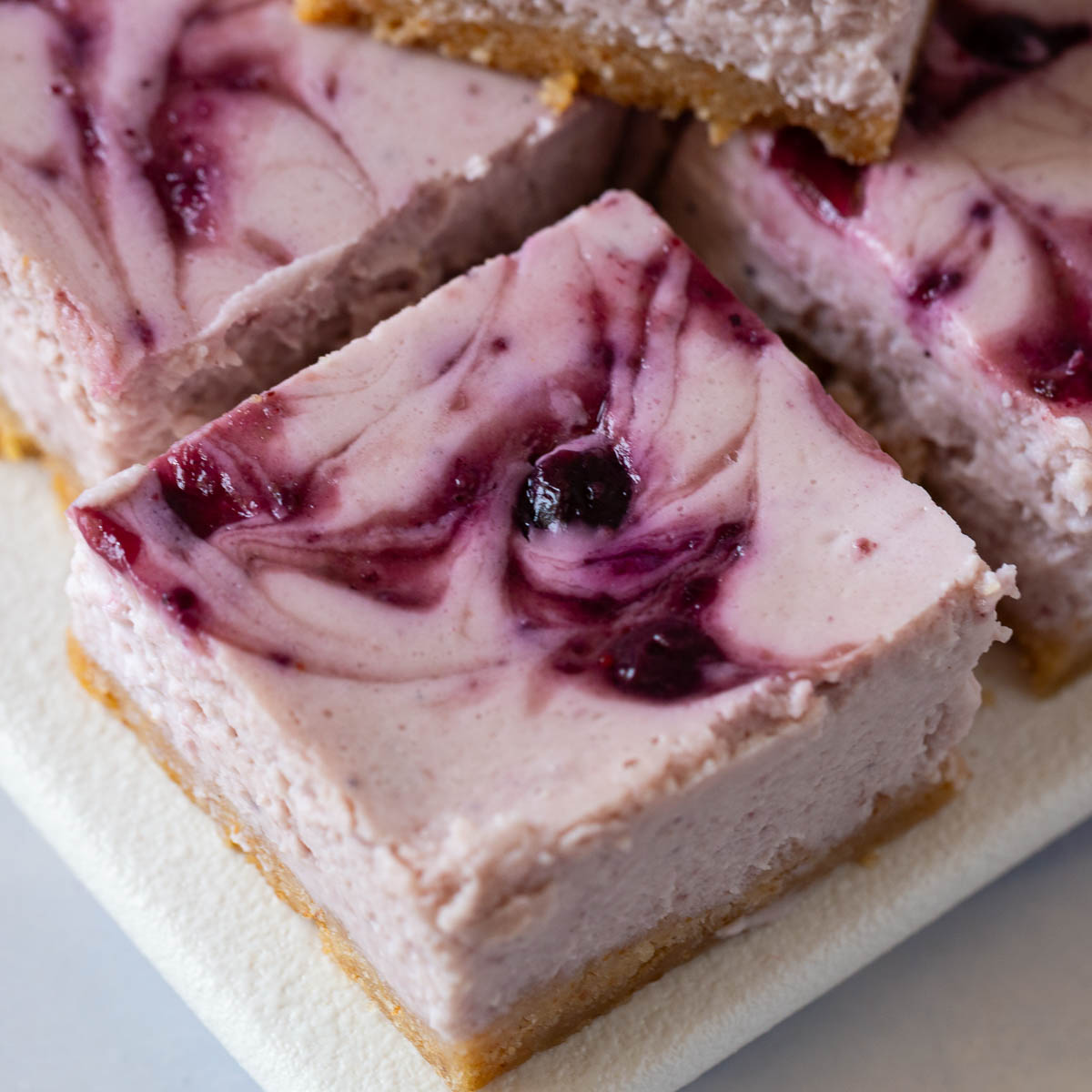 Blueberry swirl Bars on the table.