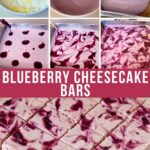 Pinterest image for Blueberry Swirl Cheesecake bars.