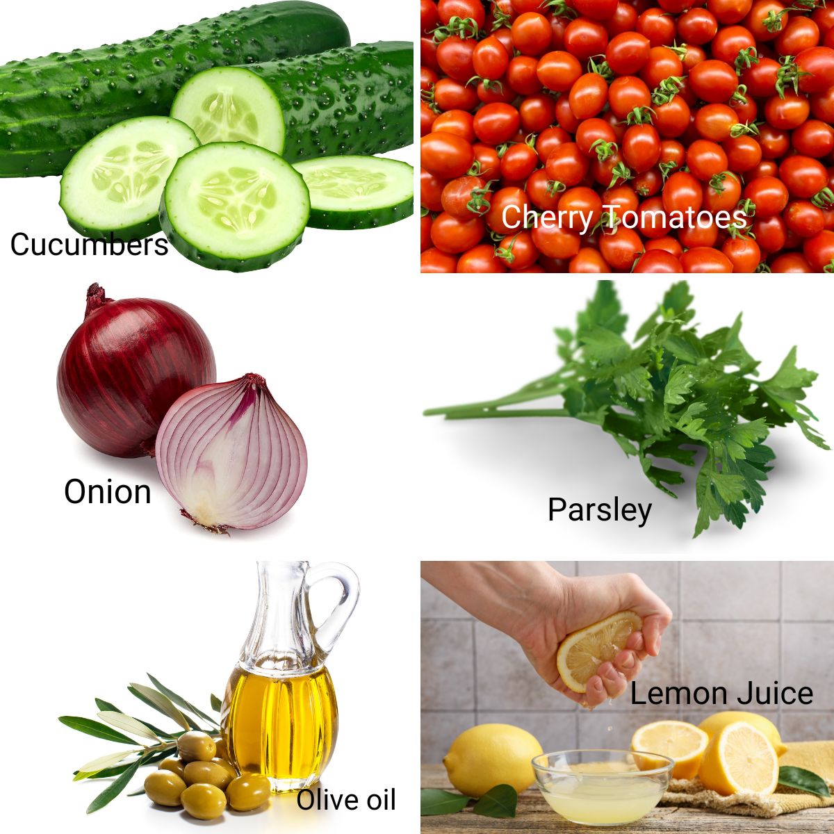 Ingredients for making Israeli Salad.
