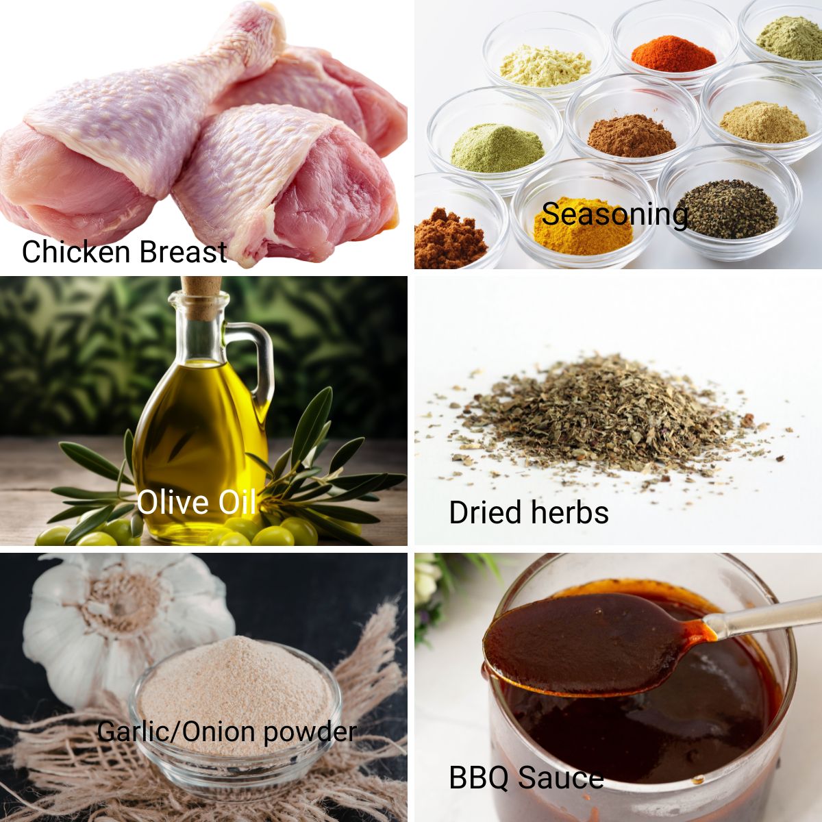 Ingredients for making BBQ chicken legs.
