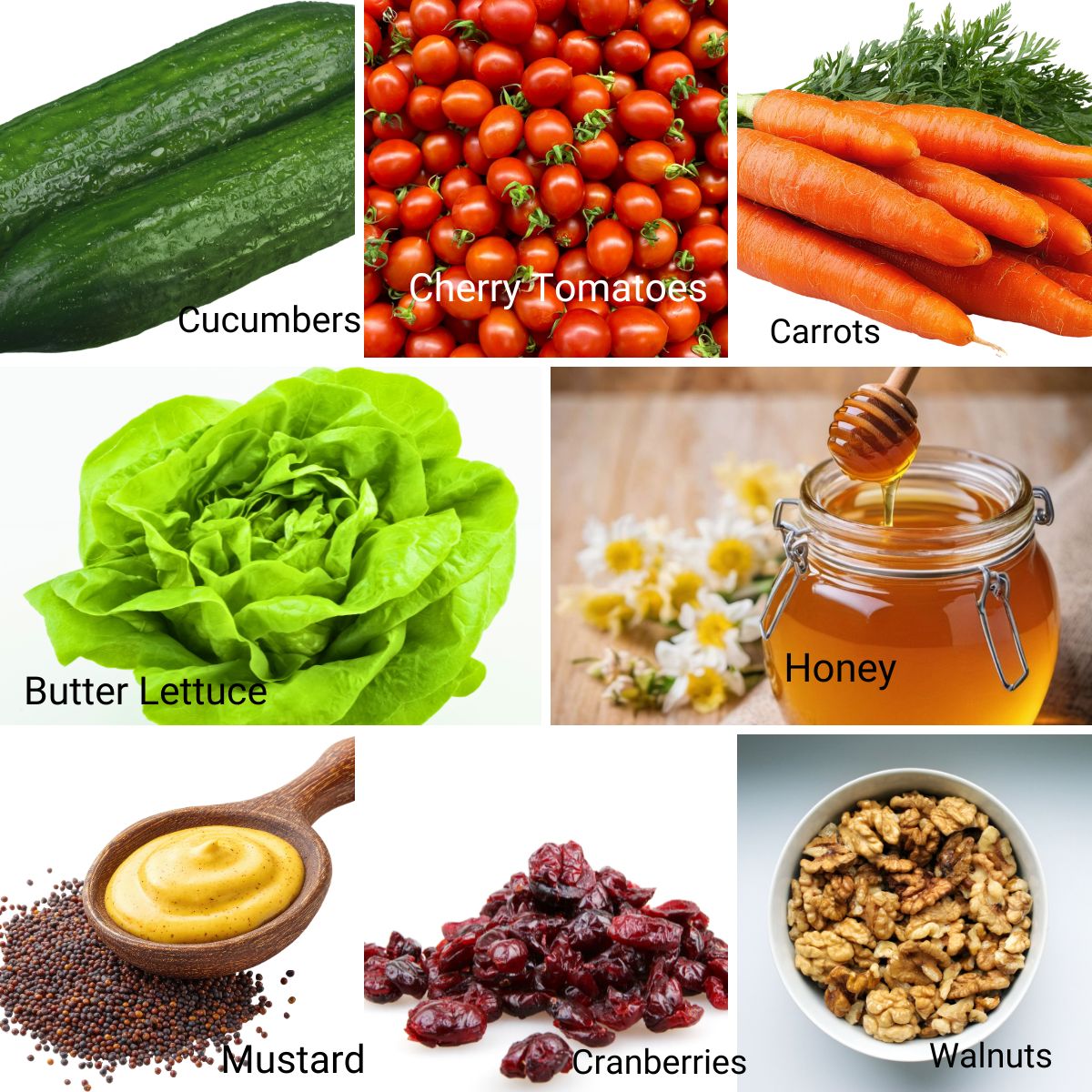 Ingredients for making butter lettuce salad.