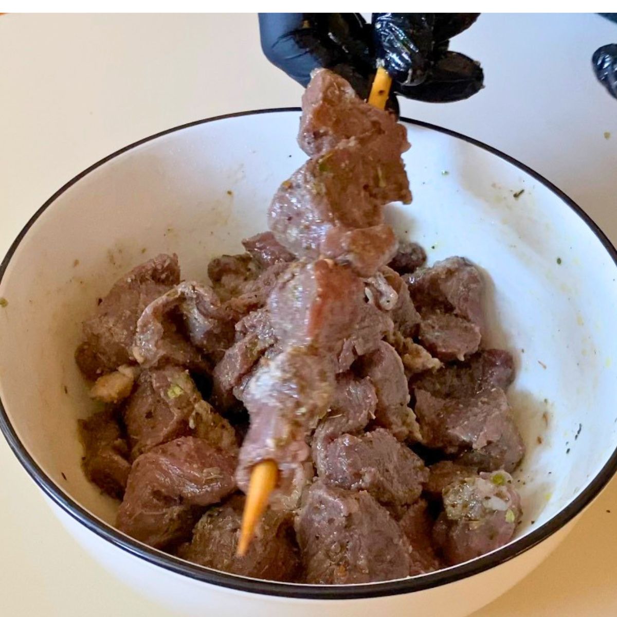 Pinterest image for Lamb Souvlaki Greek Lamb Skewers.
