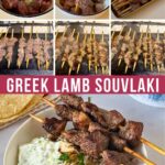 Pinterest image for Lamb Souvlaki Greek Lamb Skewers.