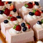Pinterest image for Ombre Strawberry mousse Bars.