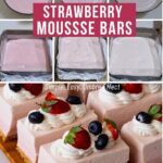 Pinterest image for Ombre Strawberry mousse Bars.