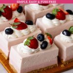 Pinterest image for Ombre Strawberry mousse Bars.