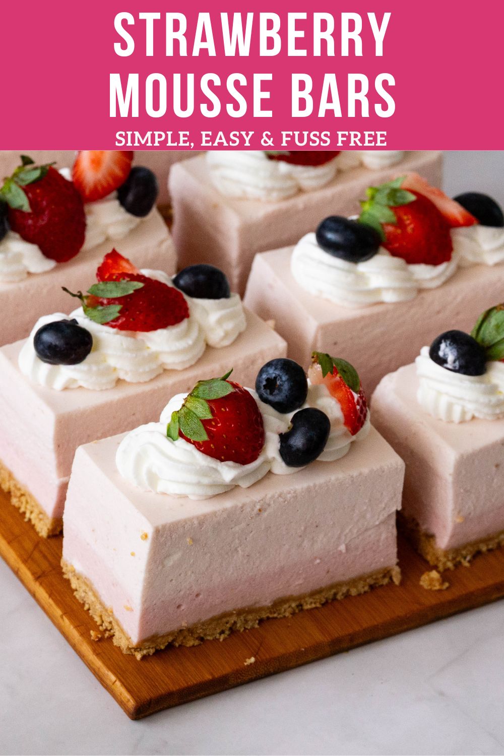 Pinterest image for Ombre Strawberry mousse Bars.
