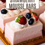 Pinterest image for Ombre Strawberry mousse Bars.