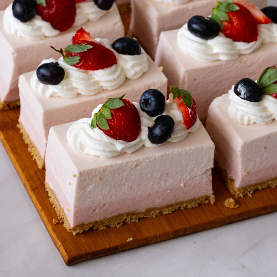 No-Bake Strawberry Bars with Mousse