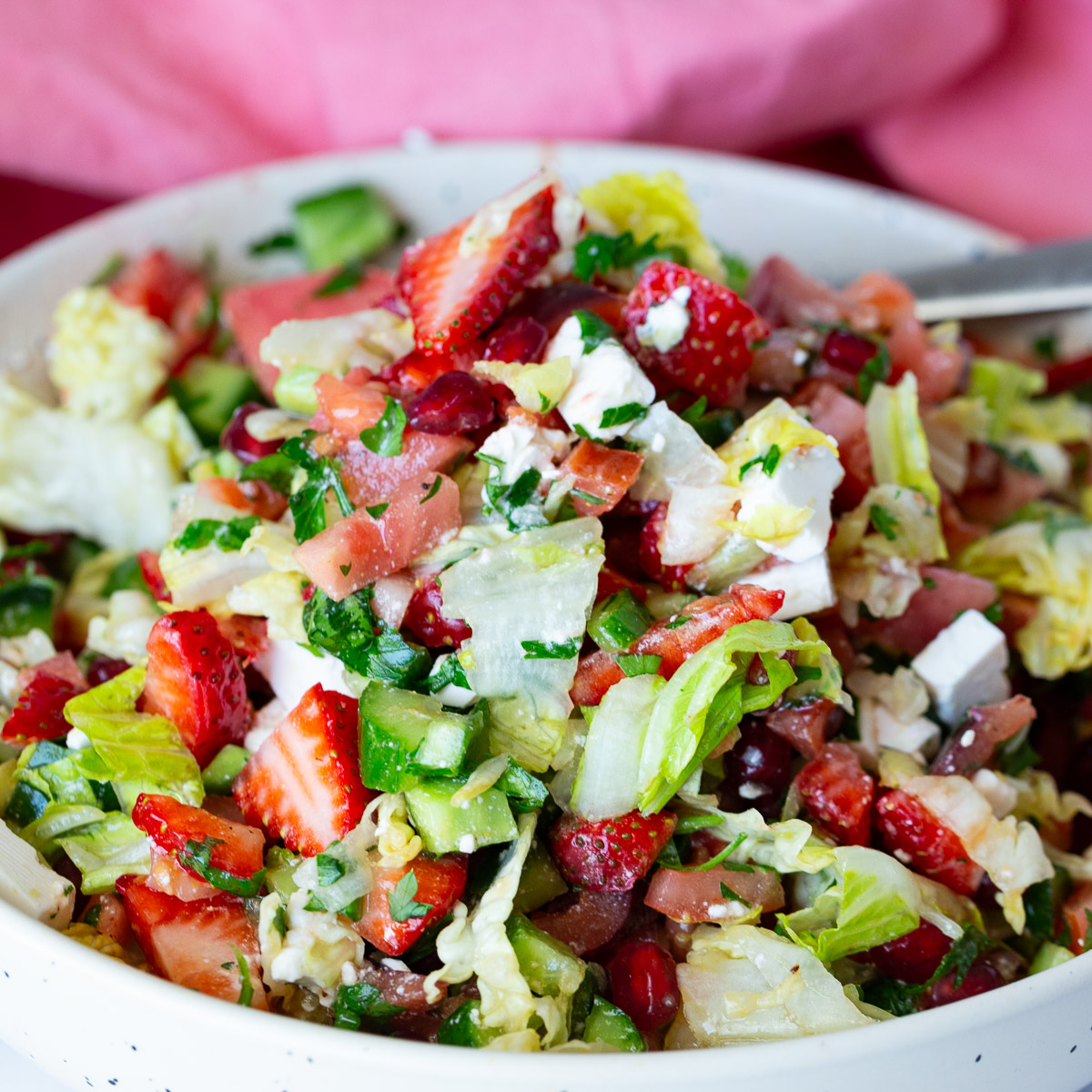 A big bowl of strawberry salad.