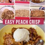 Pinterest image for peach crisp.