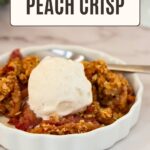 Pinterest image for peach crisp.