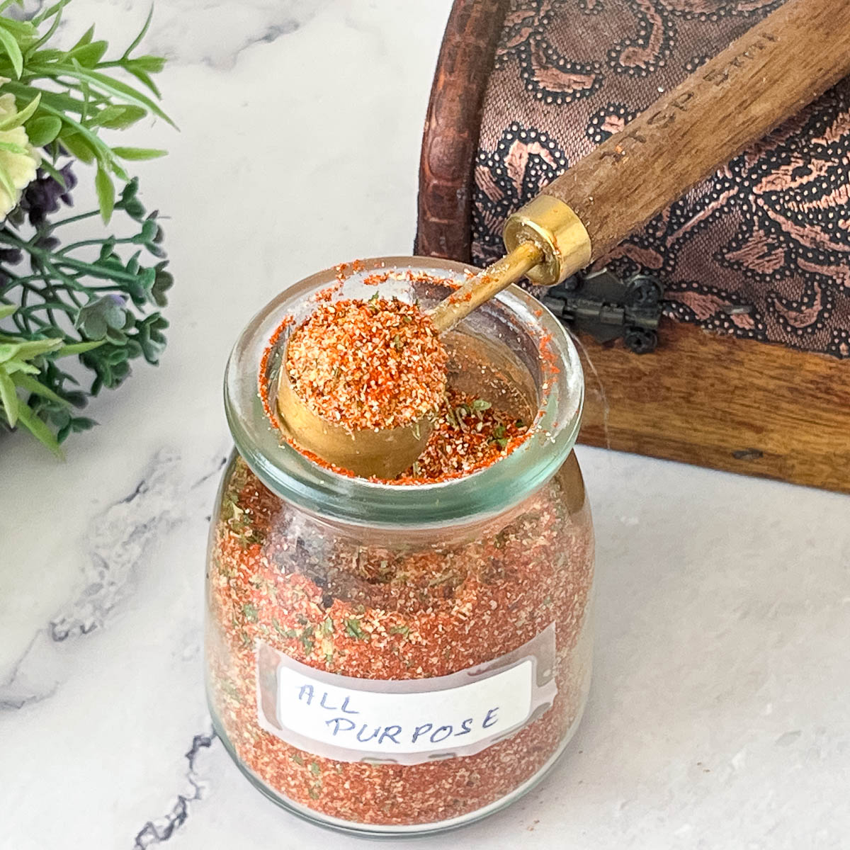 A jar with all purpose spice mix.