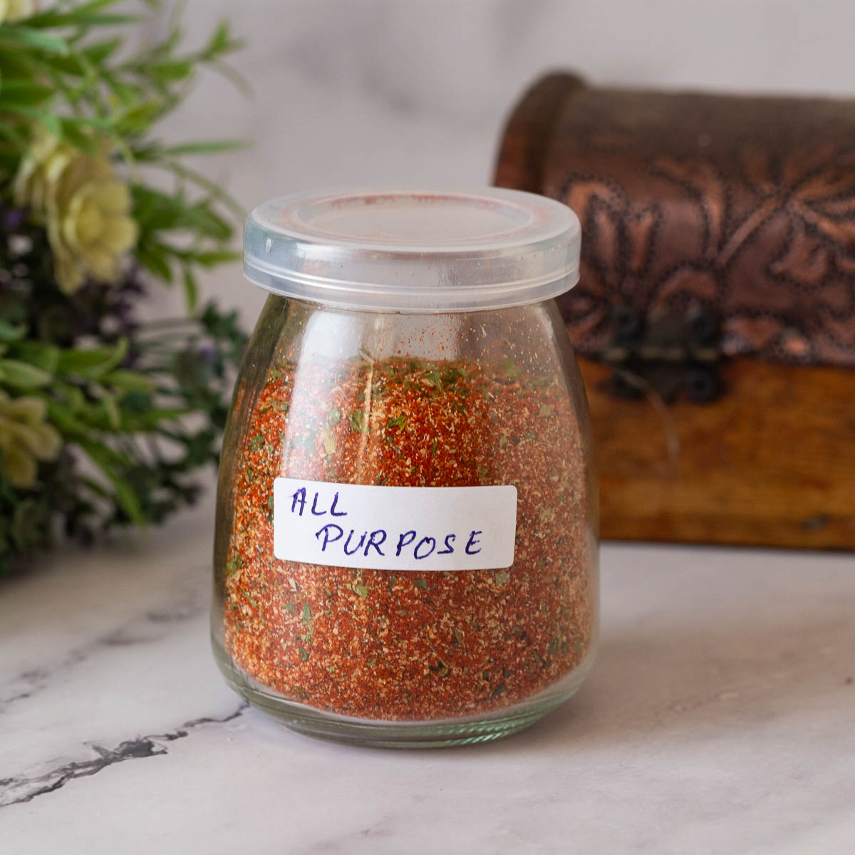 A little jar with All Purpose Seasoning.