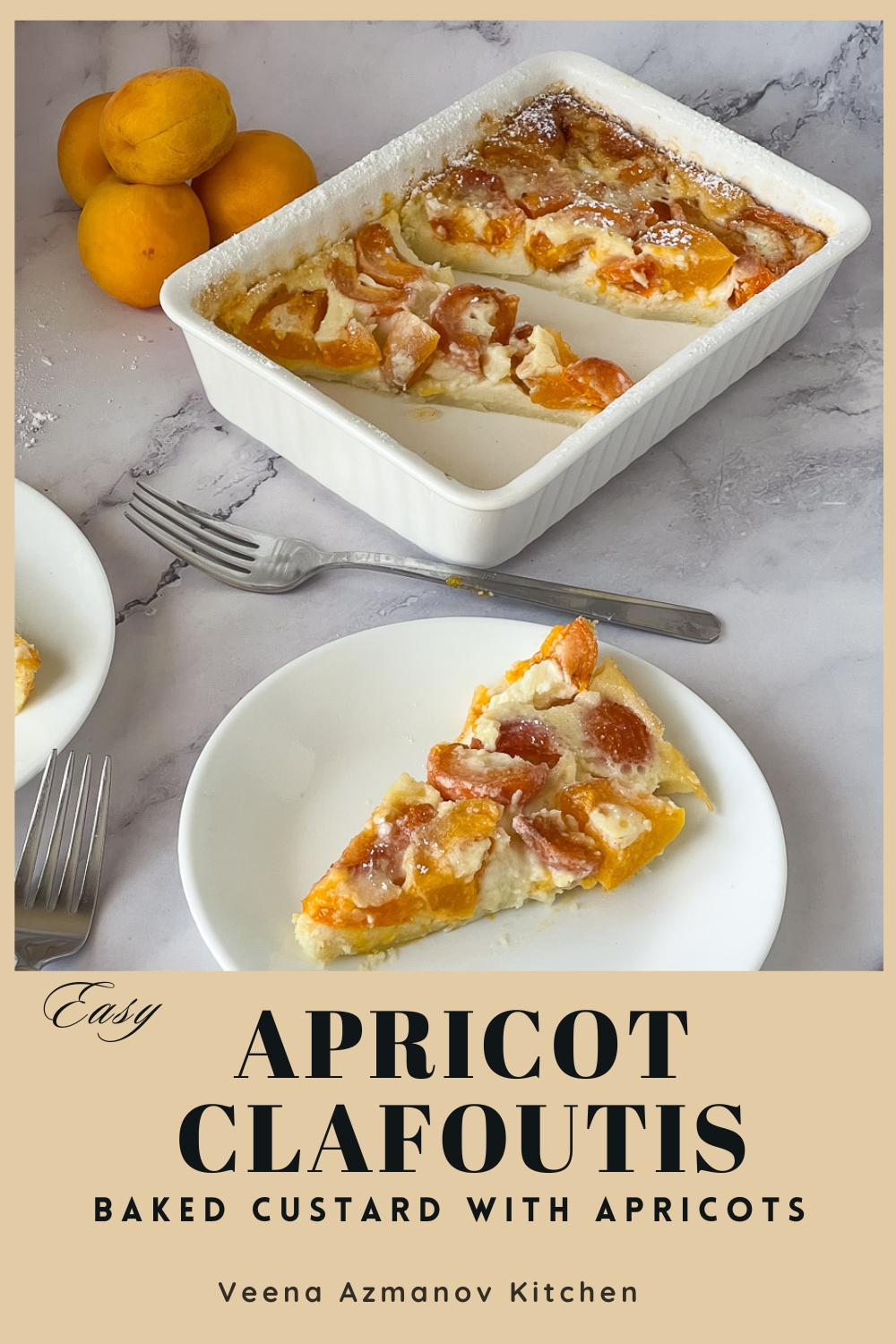 Pinterest image for Apricot Clafoutis Recipe.