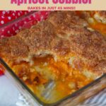 Pinterest image for Apricot cobbler recipe.