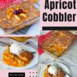 Pinterest image for Apricot cobbler recipe.