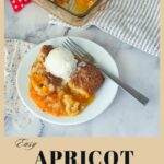 Pinterest image for Apricot cobbler recipe.