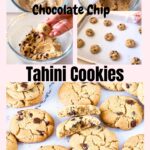 Pinterest image for Tahini Chocolate Chip Cookies.