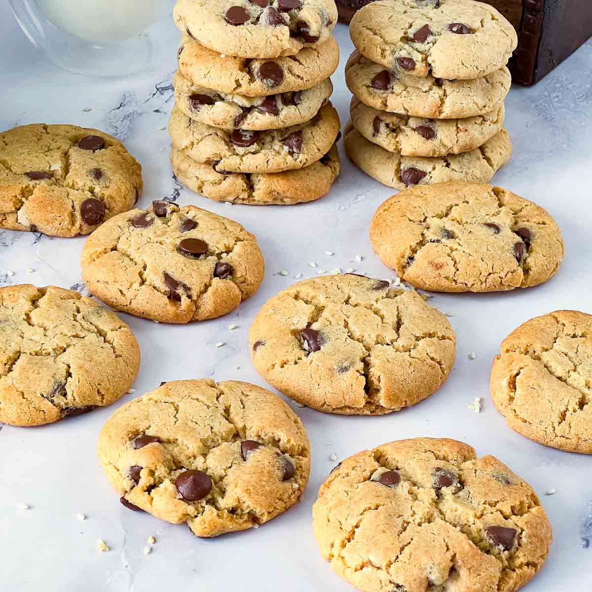 Tahini cookies with chocolate chips.