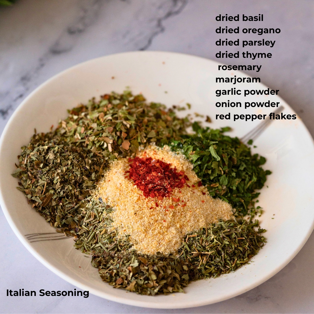 Ingredients for making Italian Seasoning.