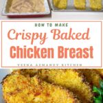 Pinterest image for Baked Breaded Crispy Chicken Breast.