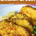 Pinterest image for Baked Breaded Crispy Chicken Breast.