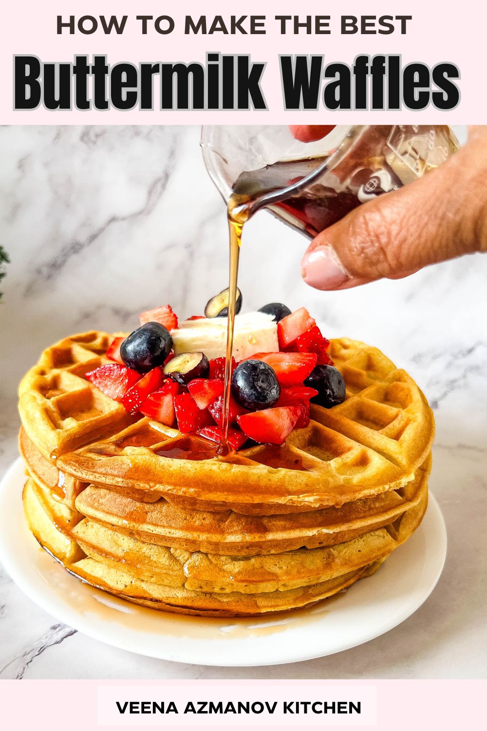 Pinterest image for buttermilk waffles.