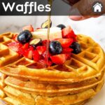 Pinterest image for buttermilk waffles.