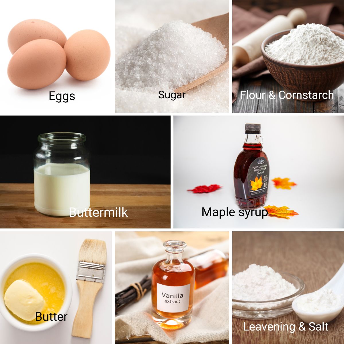 Ingredients for making waffles.