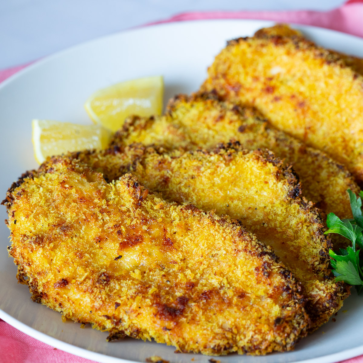 Baked crispy chicken breast.