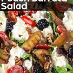 Pinterest image for Peach Burrata Salad.