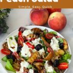 Pinterest image for Peach Burrata Salad.