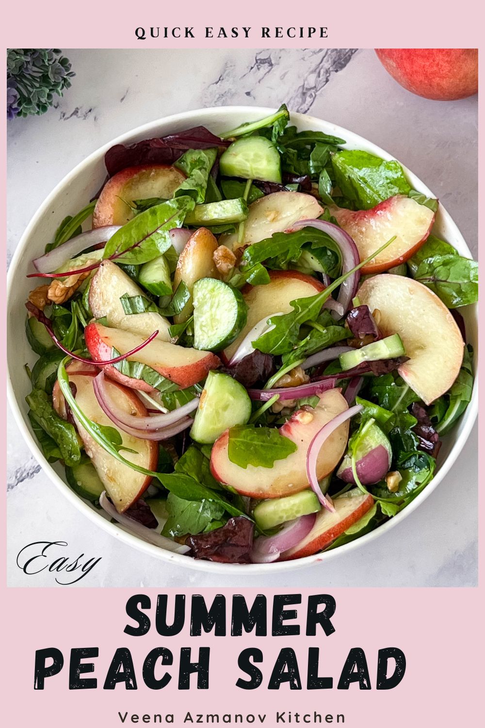 Pinterest image for Fresh Peach Salad.