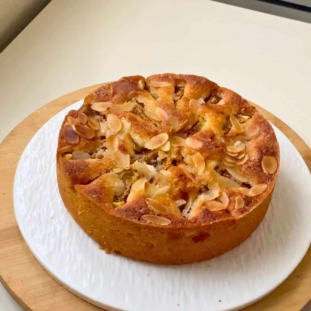 Fresh baked almond cake with figs.