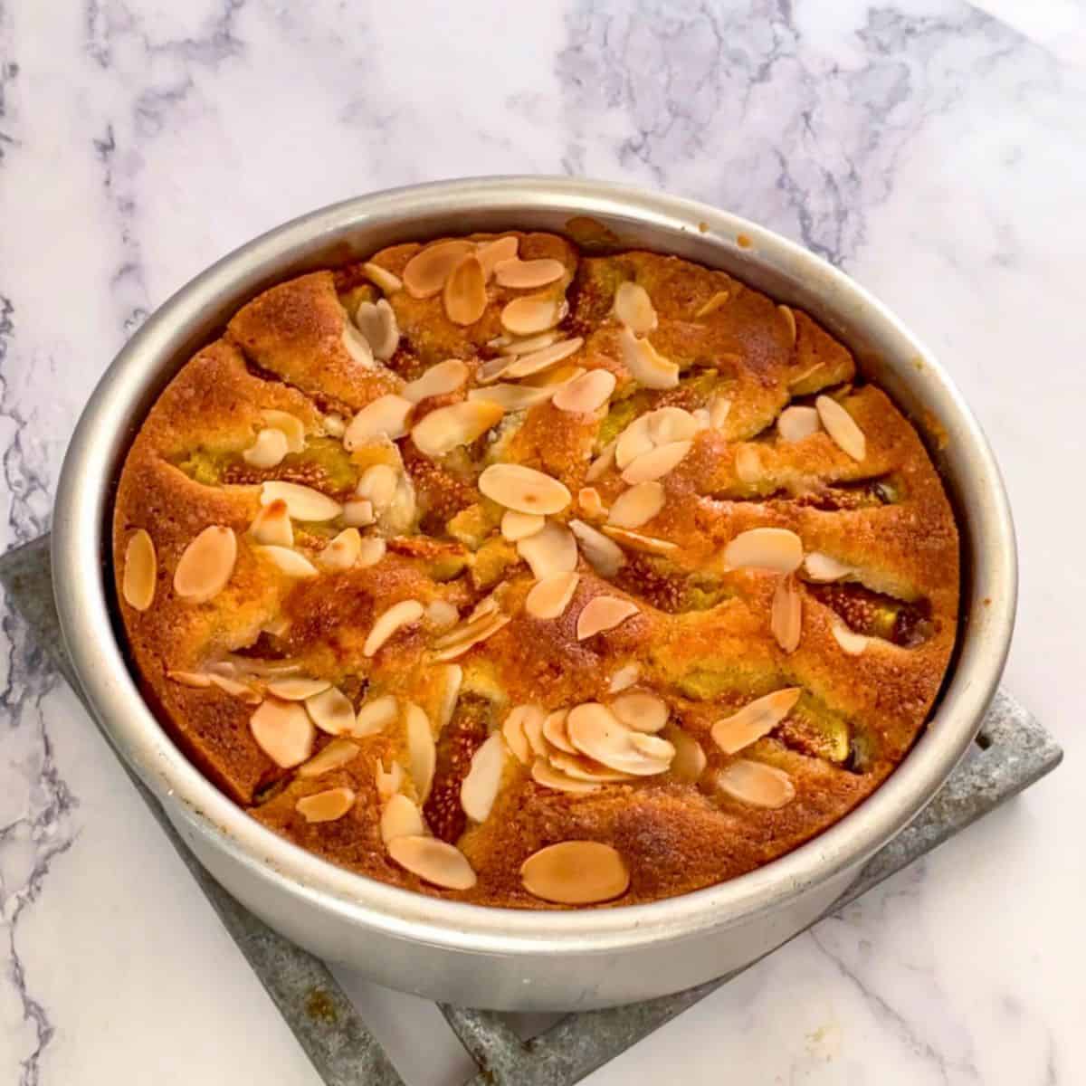 Fresh baked fig almond cake.